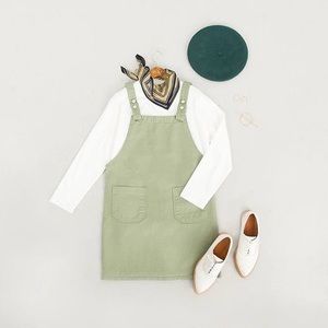 Green apron dress - Olive Clothing
